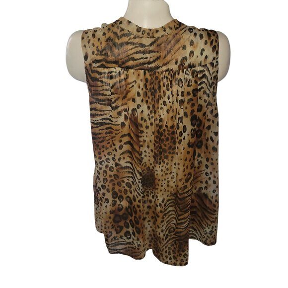 ELENA‎ SOLANO Animal Print Sleeveless Blouse  2X Womens Leopard & Tiger Print - Picture 4 of 7